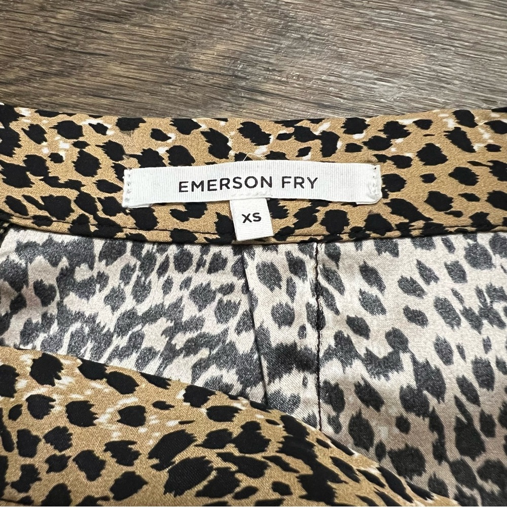 Emerson Fry Little Cheetah Print  Midi Skirt Size XS Tan Black 100% Silk - Picture 8 of 10